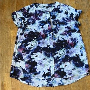 Simply Vera‎ Vera Wang Abstract Floral Blouse - Blue and Purple